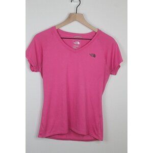 North Face Shirt Womens M Short Sleeve Lightweight Casual Stretch Pink V Neck